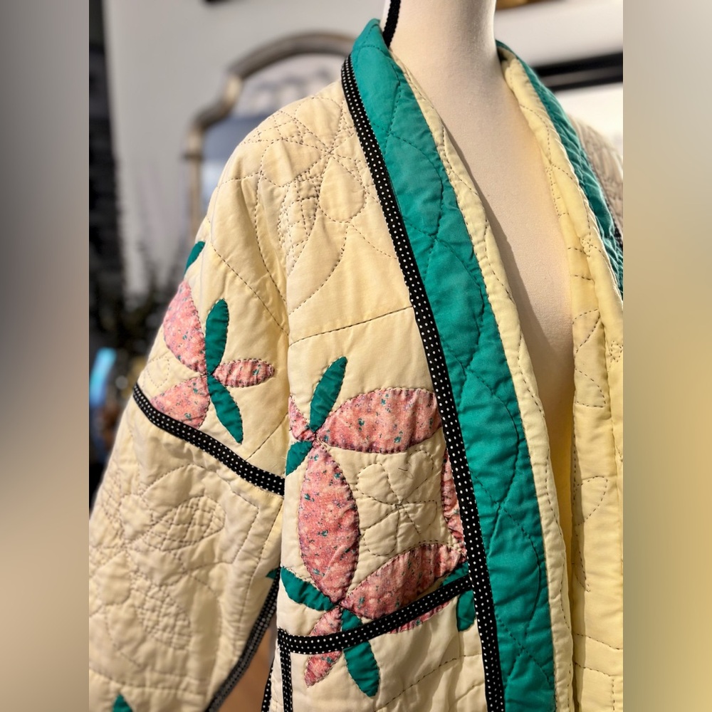 🧵SOLD🧵 HANDMADE (by me) Vintage 1930s Quilt Jacket size S/M - Picture 8 of 16